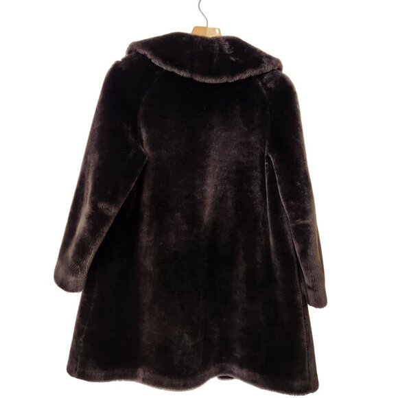 Vintage Mar Del Chocolate Brown Faux Fur Coat Glam Sexy Old Money Winter Pretty - Picture 4 of 15
